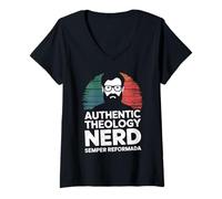 Womens Theology Nerd 1689 Reformed Christian Seminary V-Neck T-Shirt