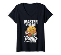 Women's Thepla Hindu Indian Meal Hinduism Master Best Thepla V-Neck T-Shirt