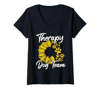 Womens Therapy Dog Team Group Dog Handler for Animal Assisted V-Neck T-Shirt