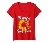 Womens Therapy Dog Team Group Dog Handler for Animal Assisted V-Neck T-Shirt