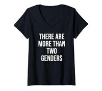 Womens There Are More Than Two Genders There's More Than 2 Genders V-Neck T-Shirt