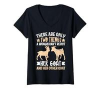 Womens There are Only Two Things A Woman Can't Resist Her Goat and V-Neck T-Shirt