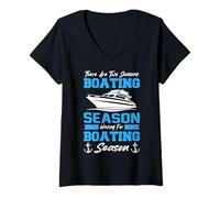 Womens There are Two Seasons Boating & Waiting for Boating Boaters V-Neck T-Shirt