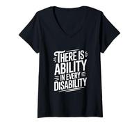 Women's There is Ability in Every Disability Inspirational V-Neck T-Shirt