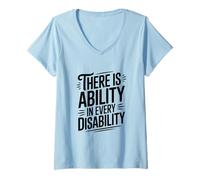 Women's There is Ability in Every Disability Inspirational V-Neck T-Shirt