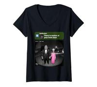 Women's There is Motion At Your Front Door Bigfoot Alien V-Neck T-Shirt