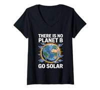 Womens There Is No Planet B Go Solar Eco Awareness Earth V-Neck T-Shirt