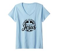 Women's There is Power in The Name of Jesus V-Neck T-Shirt