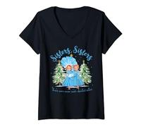 Womens There Were Never Such Devoted Sisters Christmas Xmas Pajamas V-Neck T-Shirt