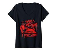 Women's There's A 99% Chance I Don't Care Funny Cat V-Neck T-Shirt
