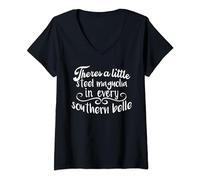 Womens Theres a Little Steel Magnolia in Every Southern Belle Shirt V-Neck T-Shirt
