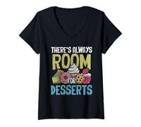 Womens Theres Always Room for Desserts Dessert Lover V-Neck T-Shirt