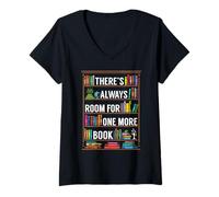 Womens There's Always Room For One More Book Lover Reading Bookworm V-Neck T-Shirt