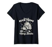Women's There's No Such Thing As Too Many Books Cat V-Neck T-Shirt