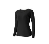 Womens Thermal Base Layer Set, Ladies Super Soft Long Short Sleeve T-Shirt, Vest Top And Long John, Warm Winter Underwear Shirt Or Legging Bottom Trouser UK Plus Size S-XXL, (Black-Long Sleeve Only-S)