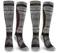 Womens Thermal Merino Wool Ski Socks, Ladies Knee High Long Walking Hiking Skiing Boot Socks, Arch Support Snowboard Warm Thick Winter compression Socks Size UK 4-7 2 pairs