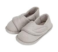 Women's Thermal Slippers with Rip Tape Fastener, Indoor Memory Foam Flat Sole Wide Fit Slippers for Arthritis Edema Diabetic Swollen Feet, Cozy Plush House Shoes for Ladies/Expectant Mom/Older Women