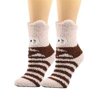 Womens Thermal Socks - Cute Plush Pile Socks Xmas Winter Warm Bed Sock Cosy Fuzzy Warm Knee-Length Thermal Christmas Socks For Her Girlfriend For Teenage Girls Gifts