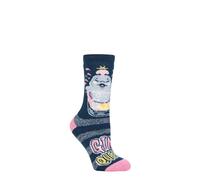 HEAT HOLDERS SOCKSHOP Women's Socks - Fun Feet Lite Warm Thermal Novelty Patterned Socks 1 Pair Size 4-8 Gift Idea for Winter Gin Queen 4-8