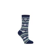 Heat Holders Lightweight Nordic Thermal Socks for Women - Winter Comfort - 4-8 UK - Indigo/Rose