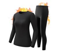 Women's Thermal Underwear Base Layer Set Winter Top And Bottom Fleece Lined | Woman Solid Thermal Set. 90% Poly 10% Spandex. Lightweight Breathable Moisture-Wicking Soft Under Layer For Cold Weather