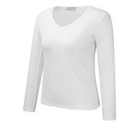 Women's Thermal Underwear Crew Neck Fleece Lined Thin Tops Long Sleeve Thermal Shirts Winter Tops, White, XL
