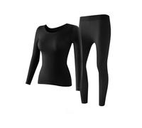Women's Thermal Underwear Womens Thermals Womens Thermals Top and Bottom Set Women Thermal Set Comfortable Home (Elegant Black,l)
