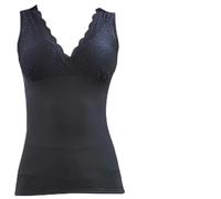 Women's Thermal Vest Fleece Lined Underwear V Neck Sleeveless Top (UK, Alpha, 3XL, Regular, Black)