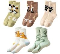 Womens Thermal Winter Socks, Breathable Cozy Thick Sock, Colourful Quality Birthday Christmas Gifts for Women Ladies Wife Mum Friends - 5 Pairs