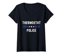 Women's Thermostat Police - Funny Dad Jokes Step Away from The Dial V-Neck T-Shirt