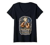 Women's These Hands Build What Computers Design Machinist V-Neck T-Shirt