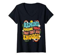 Women's They are Enough Positive Reminder Positivity Quote V-Neck T-Shirt