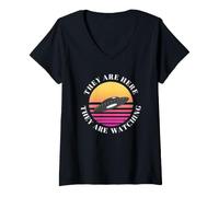 Women's They are Here, They are Watching UFO Hunter V-Neck T-Shirt