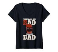Womens They Call Me Bad - The Best Dad Fathers Day V-Neck T-Shirt