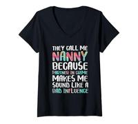 Womens They Call Me Nanny Because Partner In Crime Shirt Women V-Neck T-Shirt