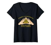 Womens They Control Because You Obey Illuminati All Seeing Eye V-Neck T-Shirt