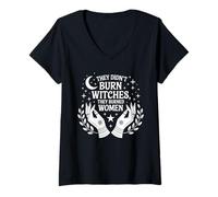 Womens They Didn’t Burn Witches They Burned Women Feminism Power V-Neck T-Shirt
