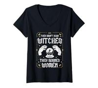Womens They Didn't Burn Witches They Burned Women Feminism Women V-Neck T-Shirt