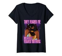 Womens They Feared me Because I Feared Nothing Black Melanin Sista V-Neck T-Shirt