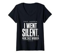 Women's They Laughed I Went Silent Now They Wonder Comeback Tee. V-Neck T-Shirt