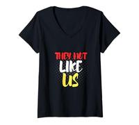 Women's They Not Like Us Modern Graphic Print V-Neck T-Shirt