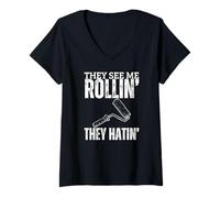 Womens They See Me Rolling Funny House Painter V-Neck T-Shirt