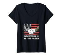 Womens They Stood for Us We Stand for Them Veterans Day V-Neck T-Shirt