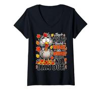 Women's They Stuff What Into Where Funny Thanksgiving Turkey Art V-Neck T-Shirt