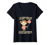 Women's They Think I’m Nice Please Don’t Ruin It V-Neck T-Shirt