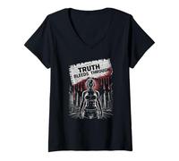 Womens They Tried to Silence her Truth Screaming Horror Halloween V-Neck T-Shirt
