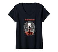 Womens They Tried to Silence her Truth Screaming Horror Halloween V-Neck T-Shirt