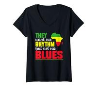 Womens They Want Our Rhythm But Not Our Blues Black Culture Lover V-Neck T-Shirt