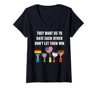Womens They Want Us to Hate Each Other Don't Let Them Win V-Neck T-Shirt