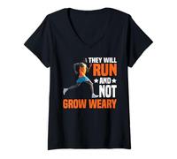 Womens They Will Run and Not Grow Weary Bible Reminder - V-Neck T-Shirt
